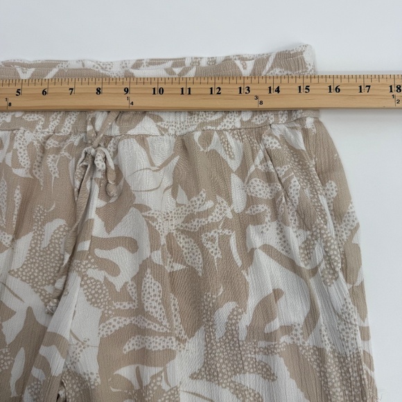 Prana Pants Women Medium Beige White Palazzo Wide Leg Floral Elastic Pull On - Picture 8 of 12